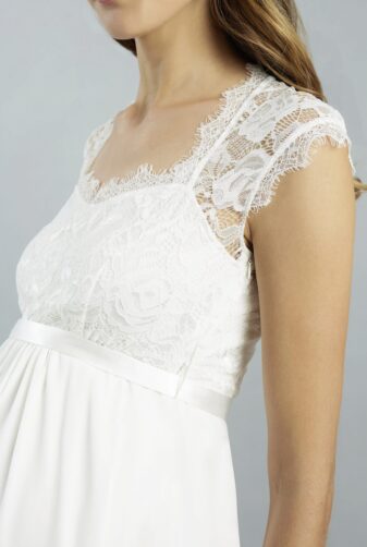 Sweetbelly 2019 Umstandskleid Adrianna Ivory Kurzes Kleid Detail 1 Avorio Vestito Eiche Brautmode Berlin